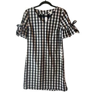 J.Crew Women's Gingham Tie Sleeve Dress XXS Picnic Minimalist French Cottagecore
